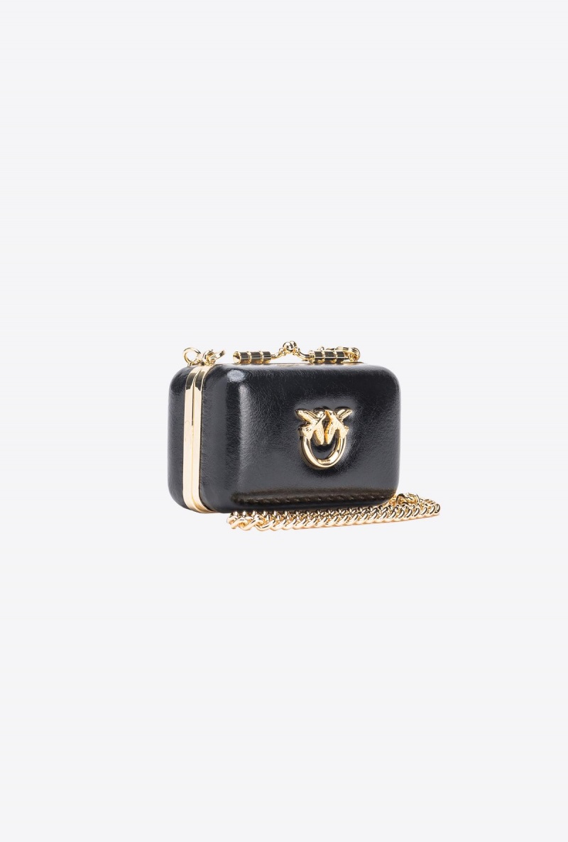 BLACK-ANTIQUE GOLD Pinko Earphones case with strap | BMYSD97540