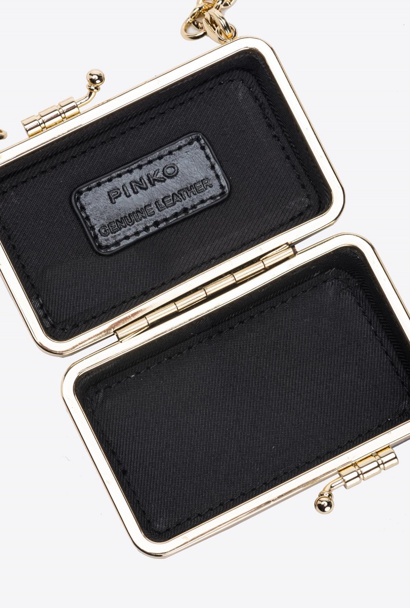 BLACK-ANTIQUE GOLD Pinko Earphones case with strap | BMYSD97540