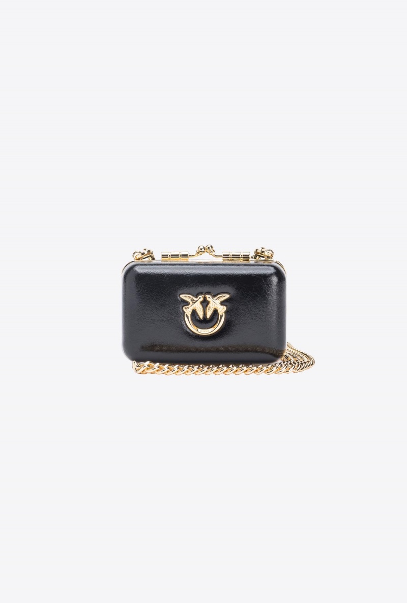 BLACK-ANTIQUE GOLD Pinko Earphones case with strap | BMYSD97540