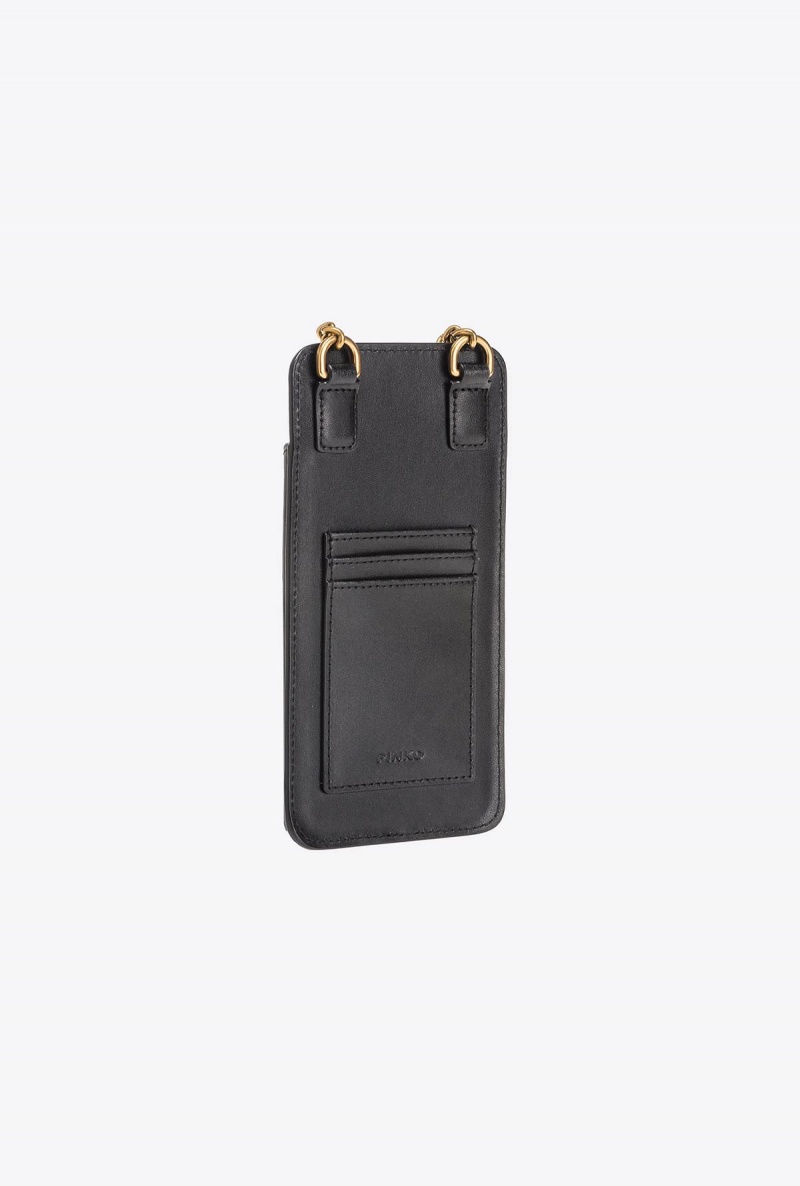 BLACK-ANTIQUE GOLD Pinko Leather smartphone holder | ZMYMJ53254