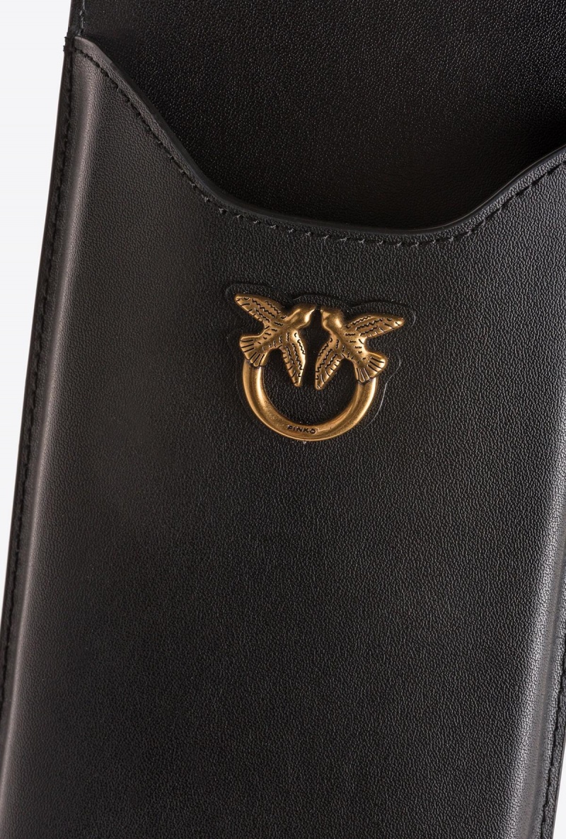 BLACK-ANTIQUE GOLD Pinko Leather smartphone holder | ZMYMJ53254