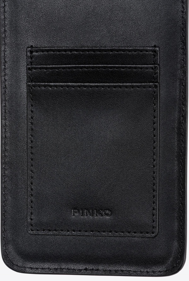 BLACK-ANTIQUE GOLD Pinko Leather smartphone holder | ZMYMJ53254