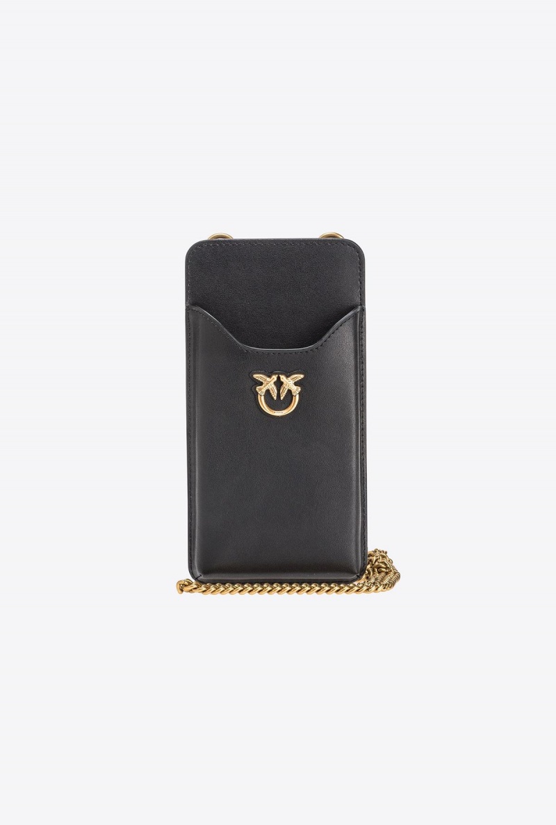 BLACK-ANTIQUE GOLD Pinko Leather smartphone holder | ZMYMJ53254
