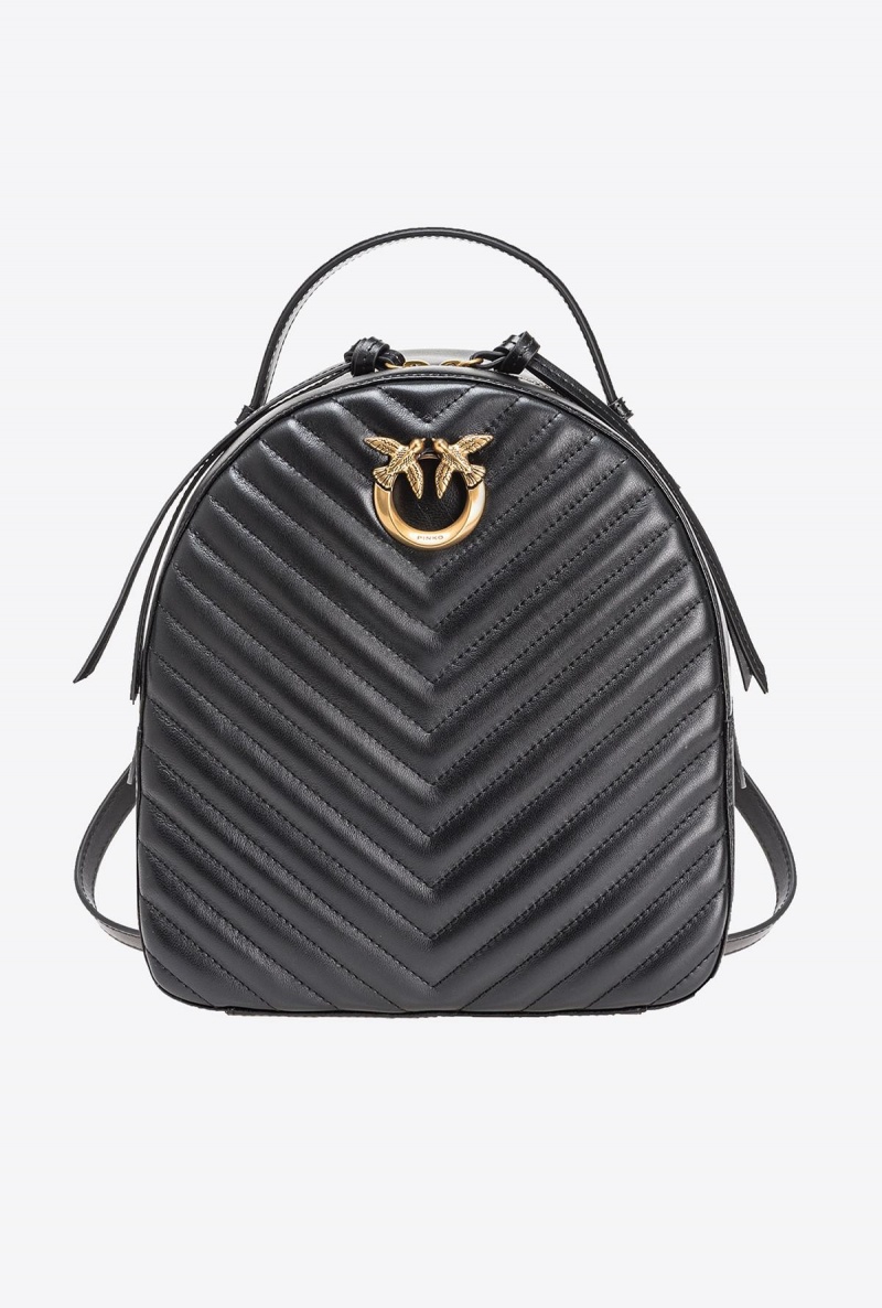 BLACK-ANTIQUE GOLD Pinko Love Backpack | XMYBH71441