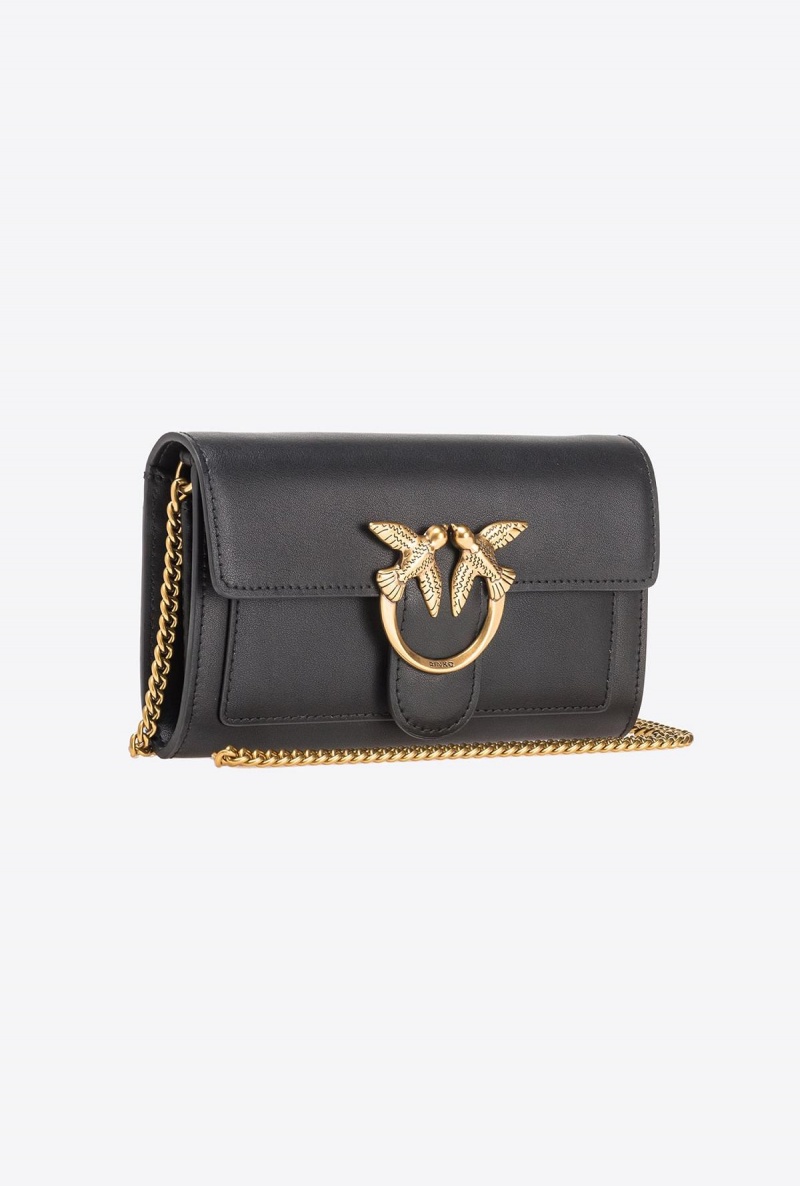 BLACK-ANTIQUE GOLD Pinko Love Bag One Wallet Simply | AMYWC52876