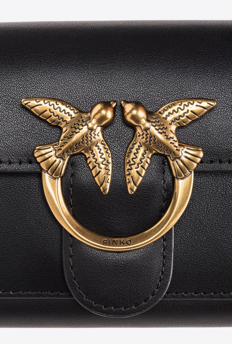 BLACK-ANTIQUE GOLD Pinko Love Bag One Wallet Simply | AMYWC52876