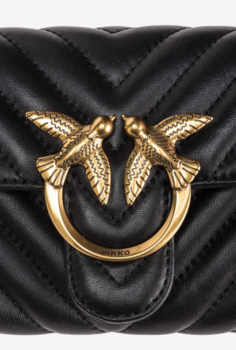 BLACK-ANTIQUE GOLD Pinko Love Bag One Wallet Chevron | MYJBT99823