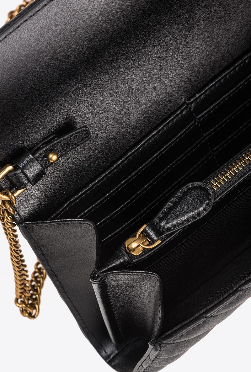 BLACK-ANTIQUE GOLD Pinko Love Bag One Wallet Chevron | MYJBT99823