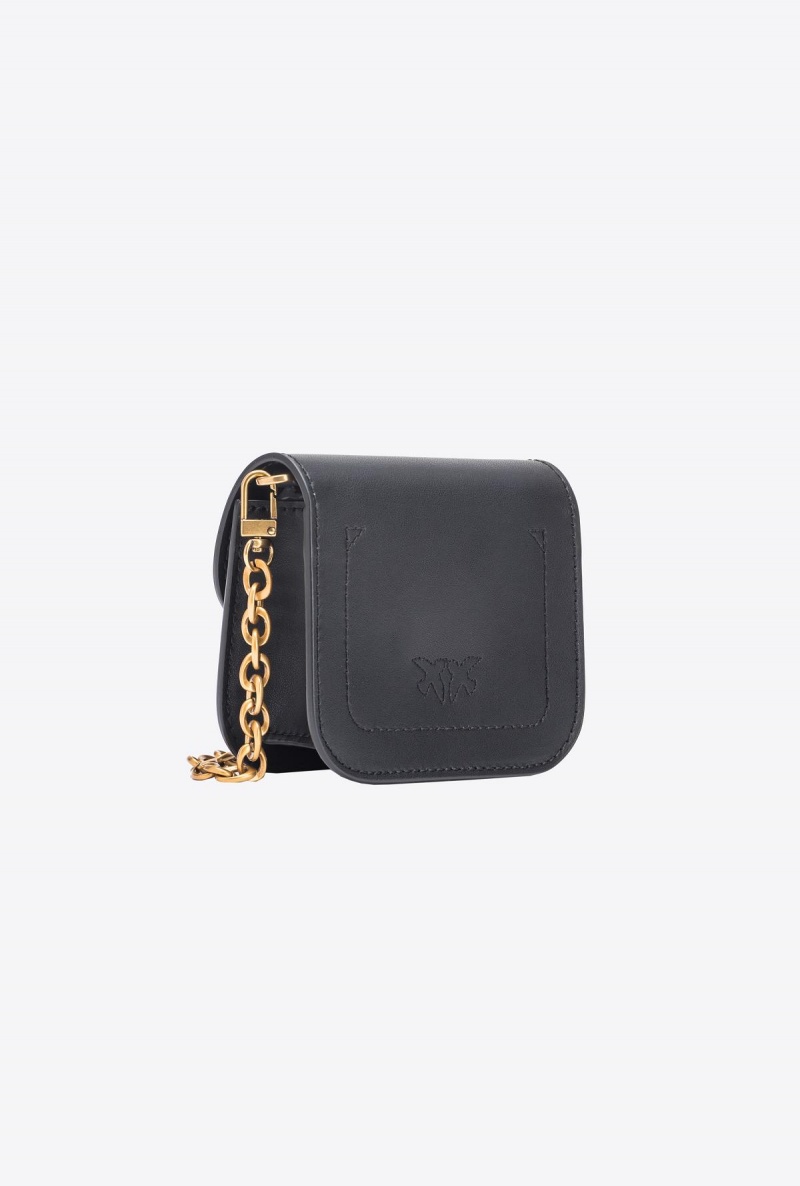 BLACK-ANTIQUE GOLD Pinko Micro Love Bag Bell in leather | BMYSO63844