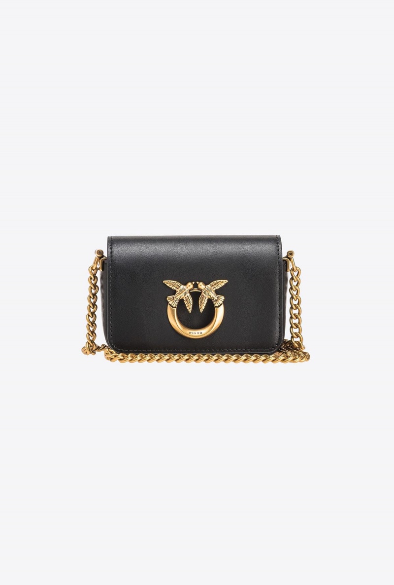 BLACK-ANTIQUE GOLD Pinko Micro Love Bag Click Simply | MYIIZ14609