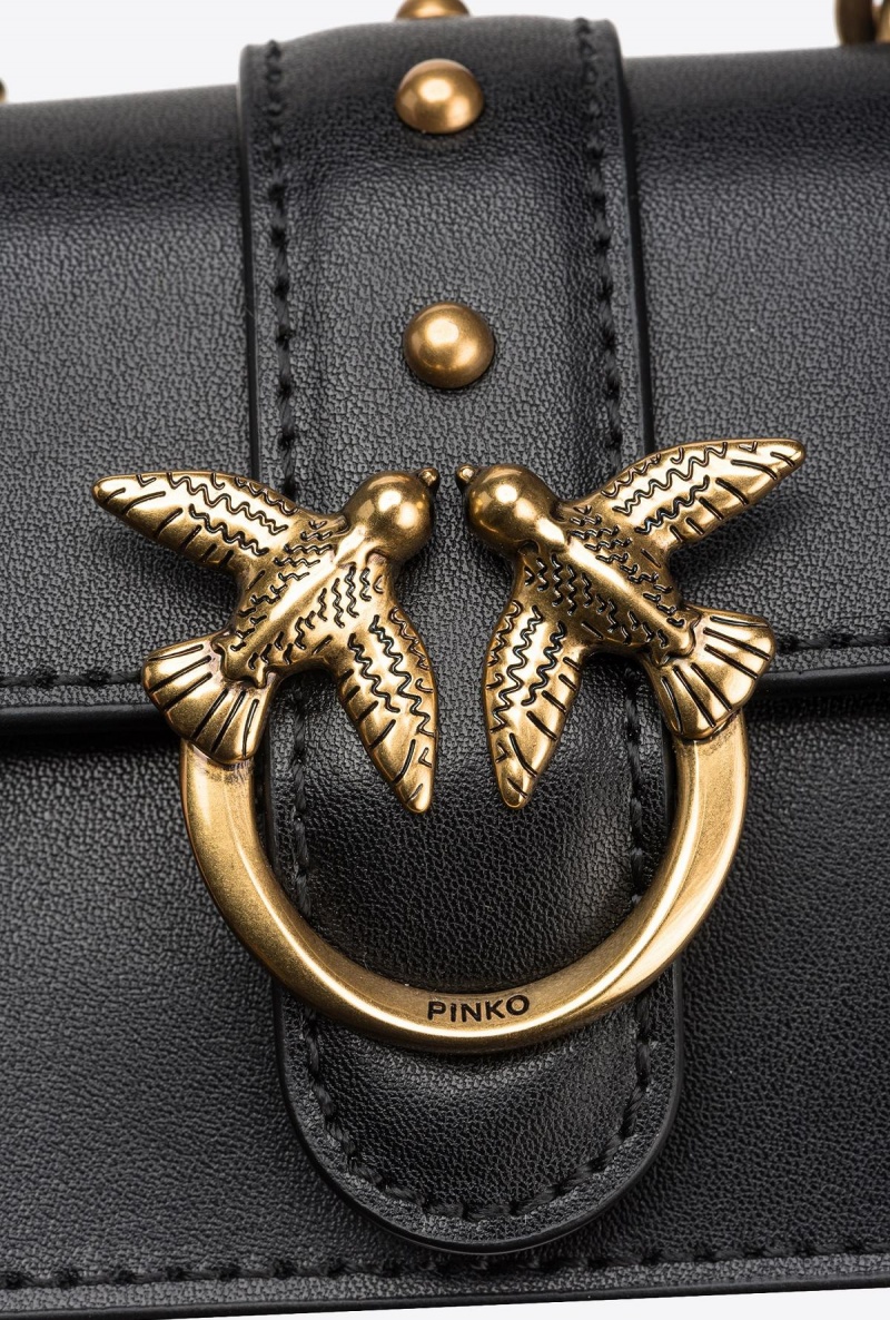 BLACK-ANTIQUE GOLD Pinko Micro Love Bag One Simply | MYICD89193