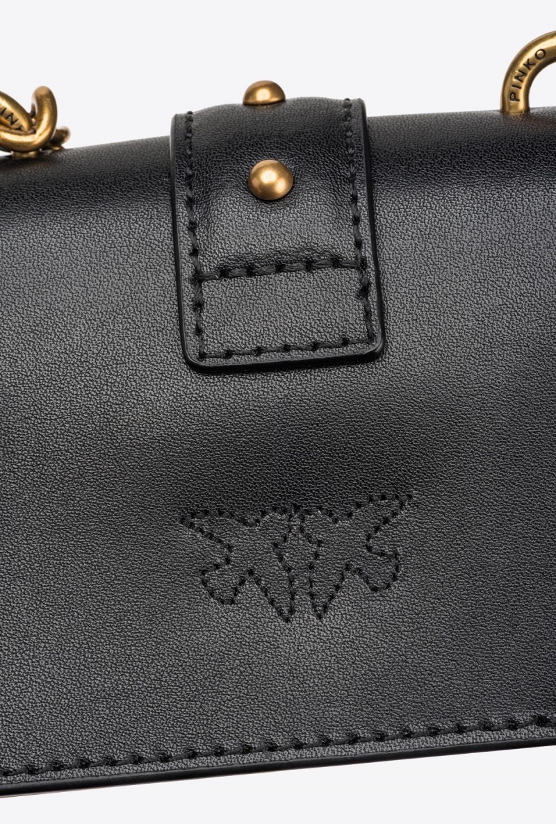 BLACK-ANTIQUE GOLD Pinko Micro Love Bag One Simply | MYICD89193