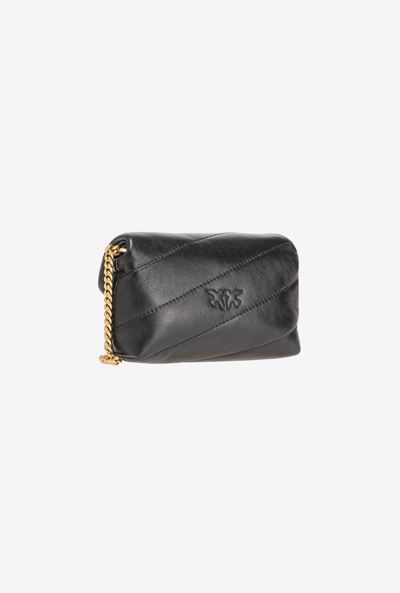 BLACK-ANTIQUE GOLD Pinko Micro Love Bag Puff Maxi Quilt | LMYSX73142
