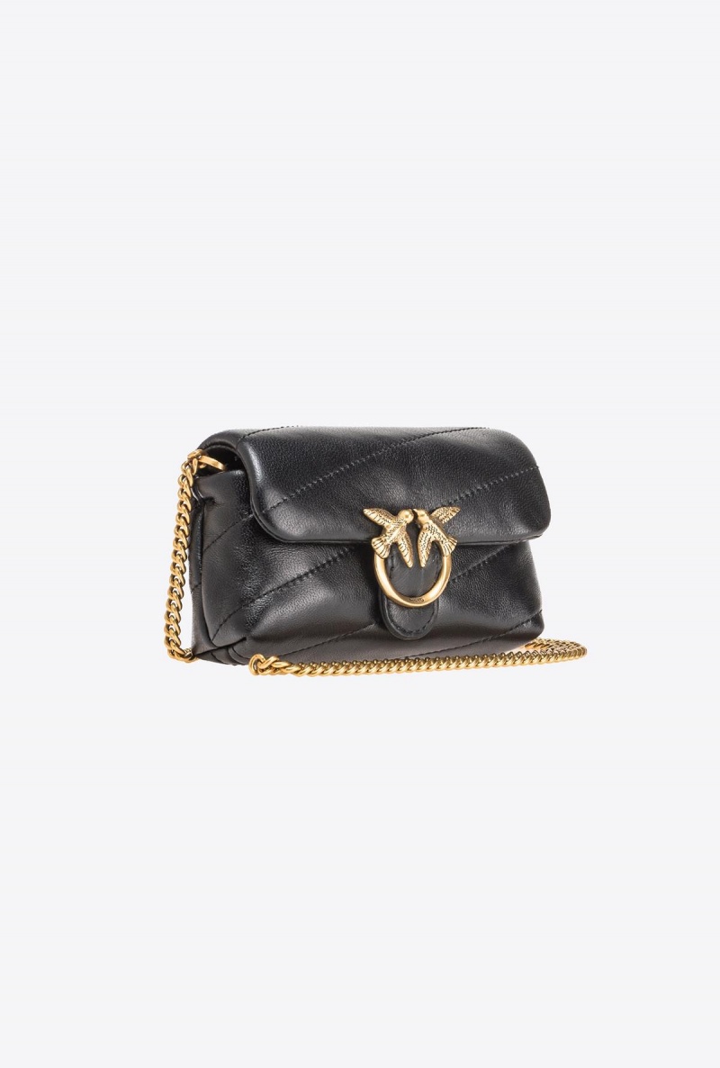 BLACK-ANTIQUE GOLD Pinko Micro Love Bag Puff Maxi Quilt | LMYSX73142