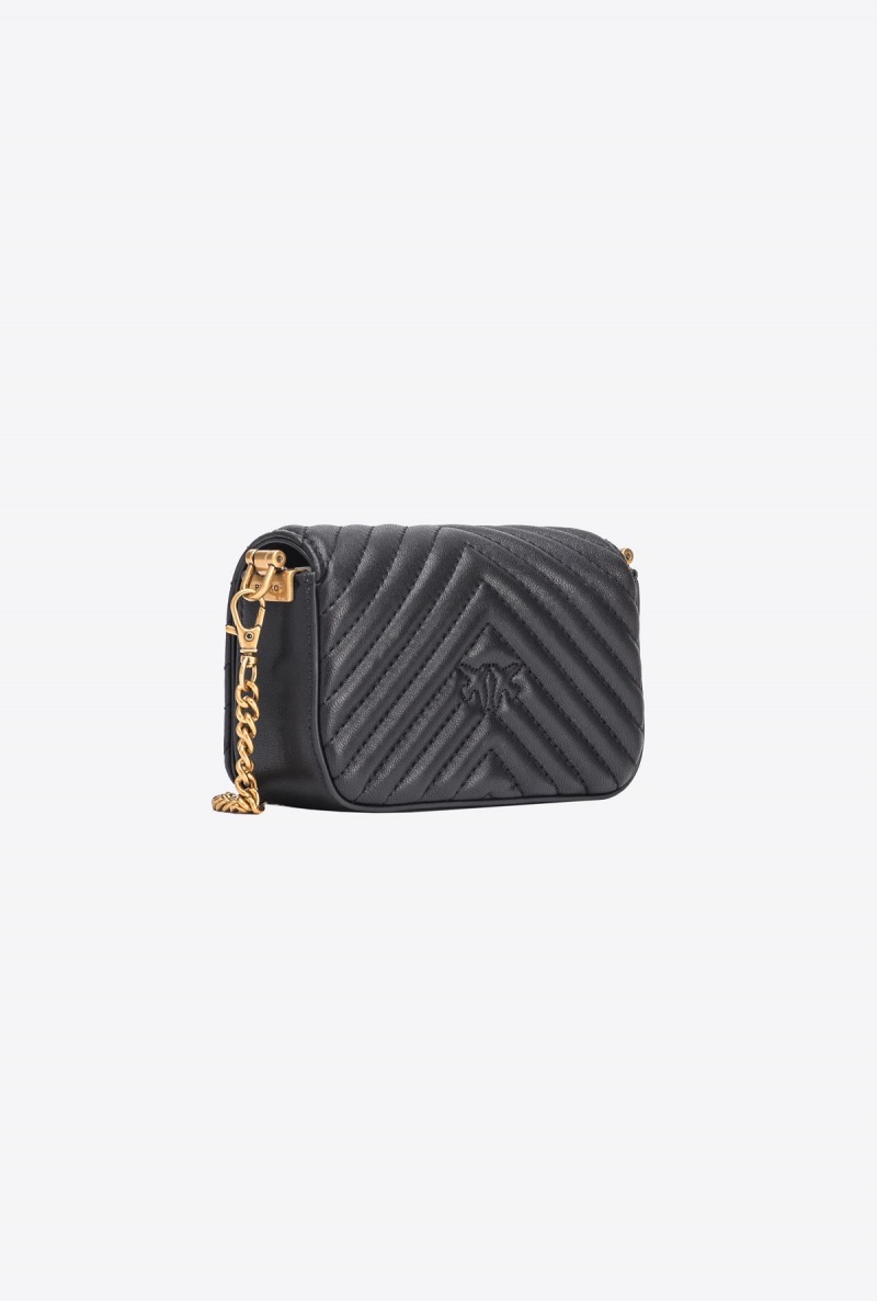 BLACK-ANTIQUE GOLD Pinko Micro Love Bag Click Chevron | XMYBH45748