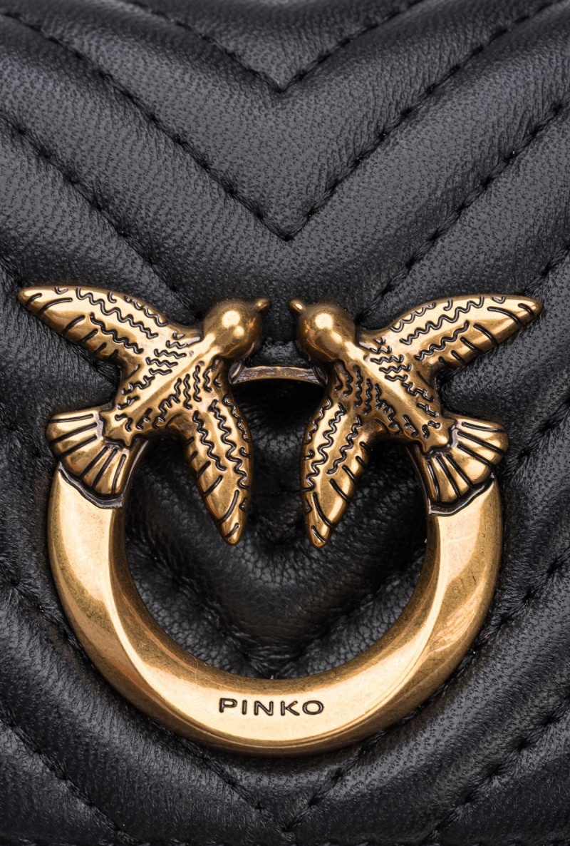 BLACK-ANTIQUE GOLD Pinko Micro Love Bag Click Chevron | XMYBH45748
