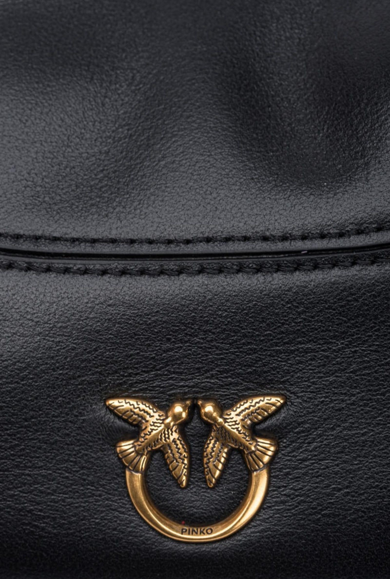 BLACK-ANTIQUE GOLD Pinko Mini Brioche Bag Hobo | YMYGT33097