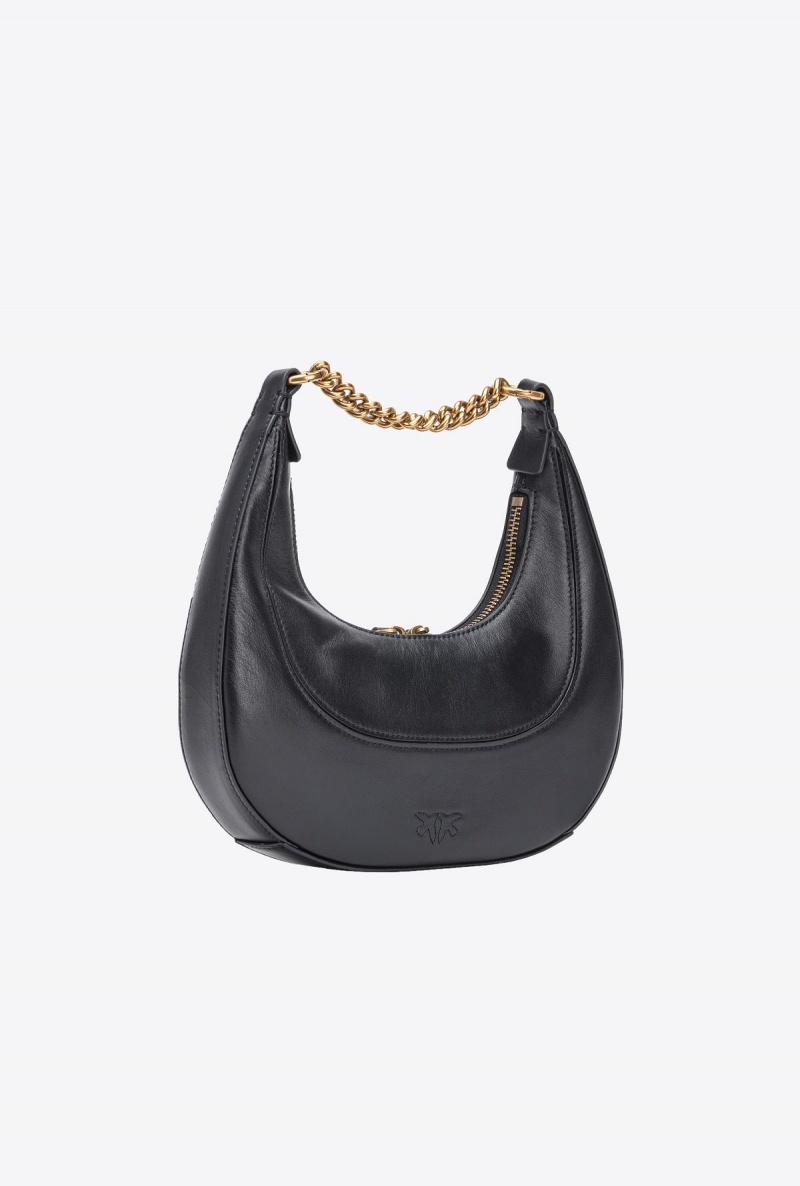 BLACK-ANTIQUE GOLD Pinko Mini Brioche Bag Hobo | ZMYNQ98561