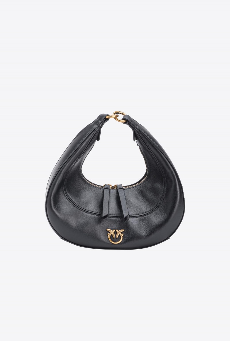 BLACK-ANTIQUE GOLD Pinko Mini Brioche Bag Hobo | ZMYNQ98561