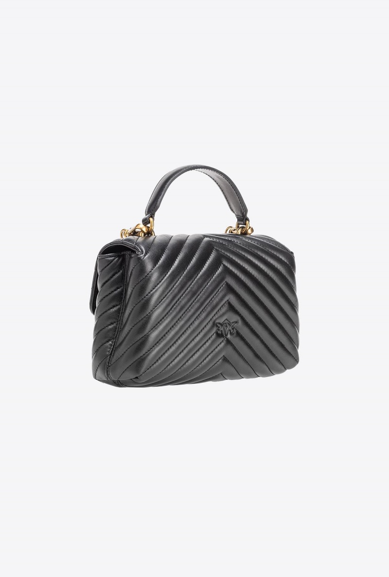 BLACK-ANTIQUE GOLD Pinko Mini Lady Love Bag Puff Chevron | MYXBR95016