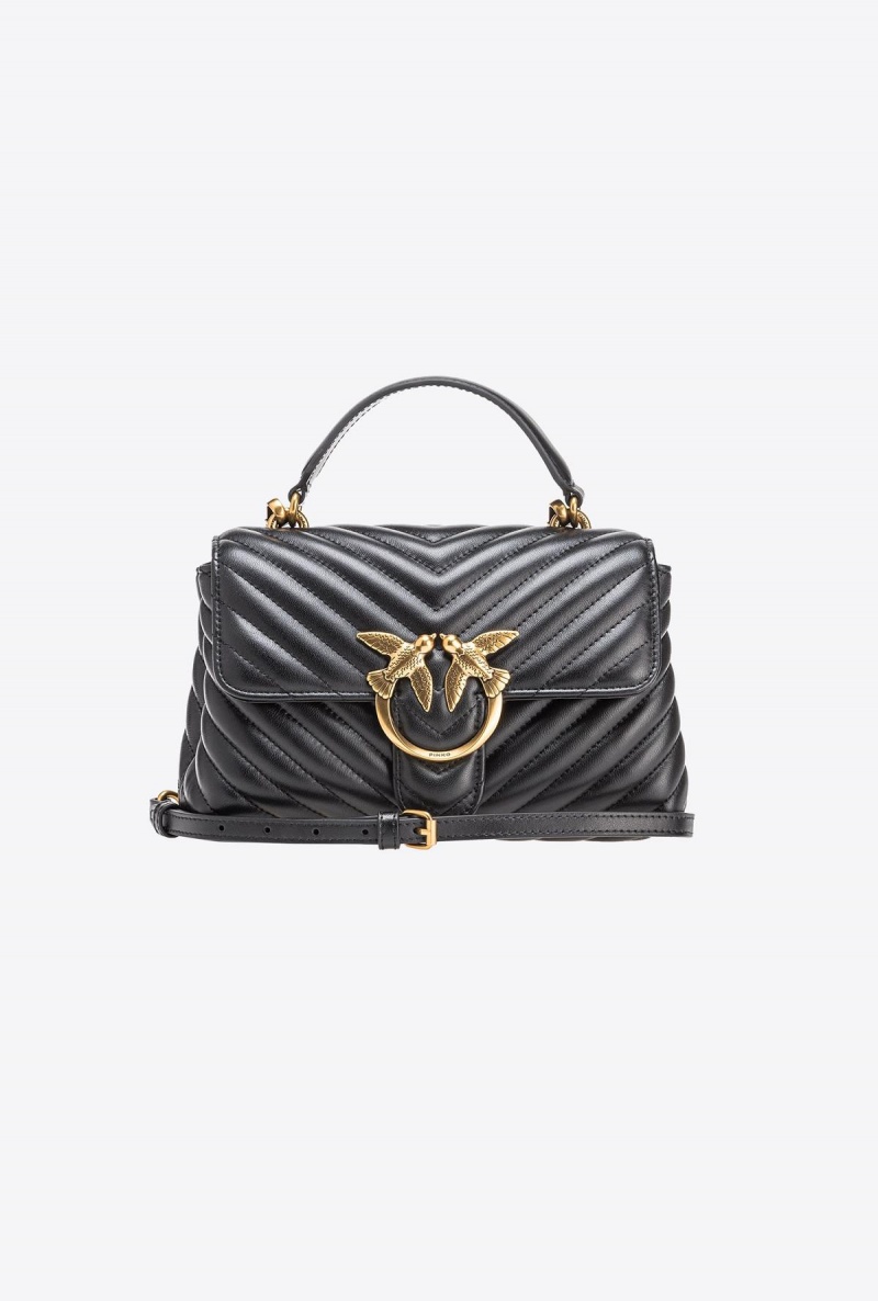 BLACK-ANTIQUE GOLD Pinko Mini Lady Love Bag Puff Chevron | EMYVG43375