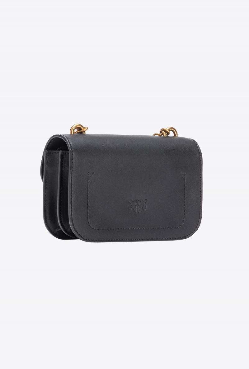 BLACK-ANTIQUE GOLD Pinko Mini Love Bag Bell in leather | FMYUI19277