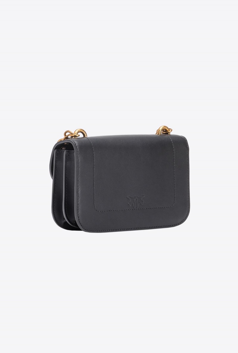 BLACK-ANTIQUE GOLD Pinko Mini Love Bag Bell with metal eyelets | MYNZX37327