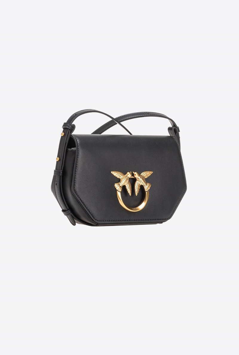 BLACK-ANTIQUE GOLD Pinko Mini Love Bag Click Exagon Simply | QMYUV86659