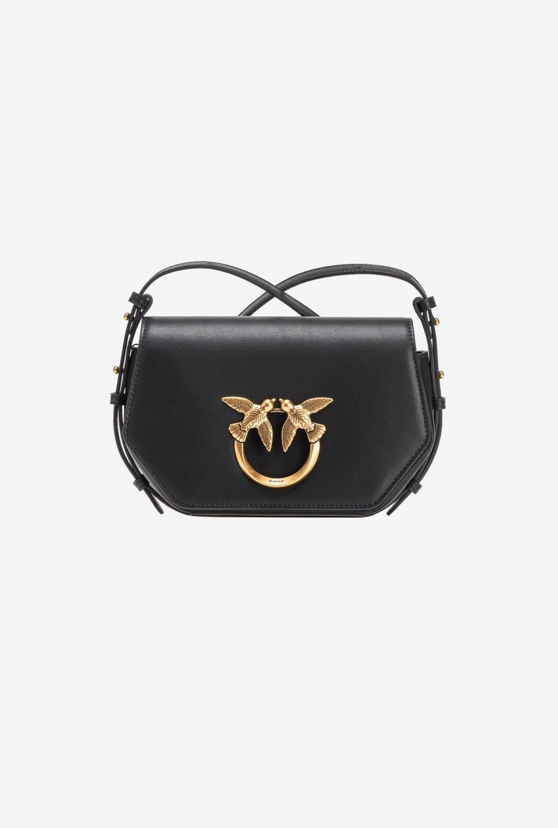 BLACK-ANTIQUE GOLD Pinko Mini Love Bag Click Exagon Simply | QMYUV86659