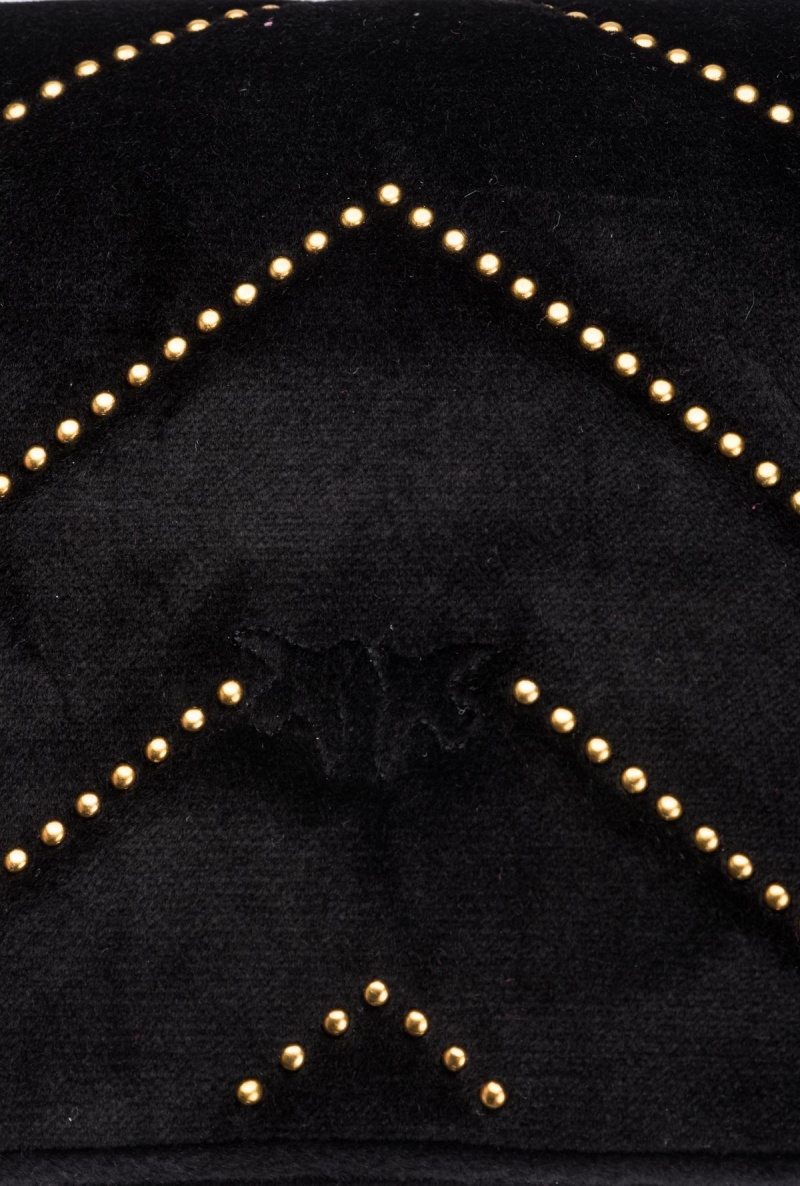 BLACK-ANTIQUE GOLD Pinko Mini Love Bag Click in velvet with studs | MYXMI29219