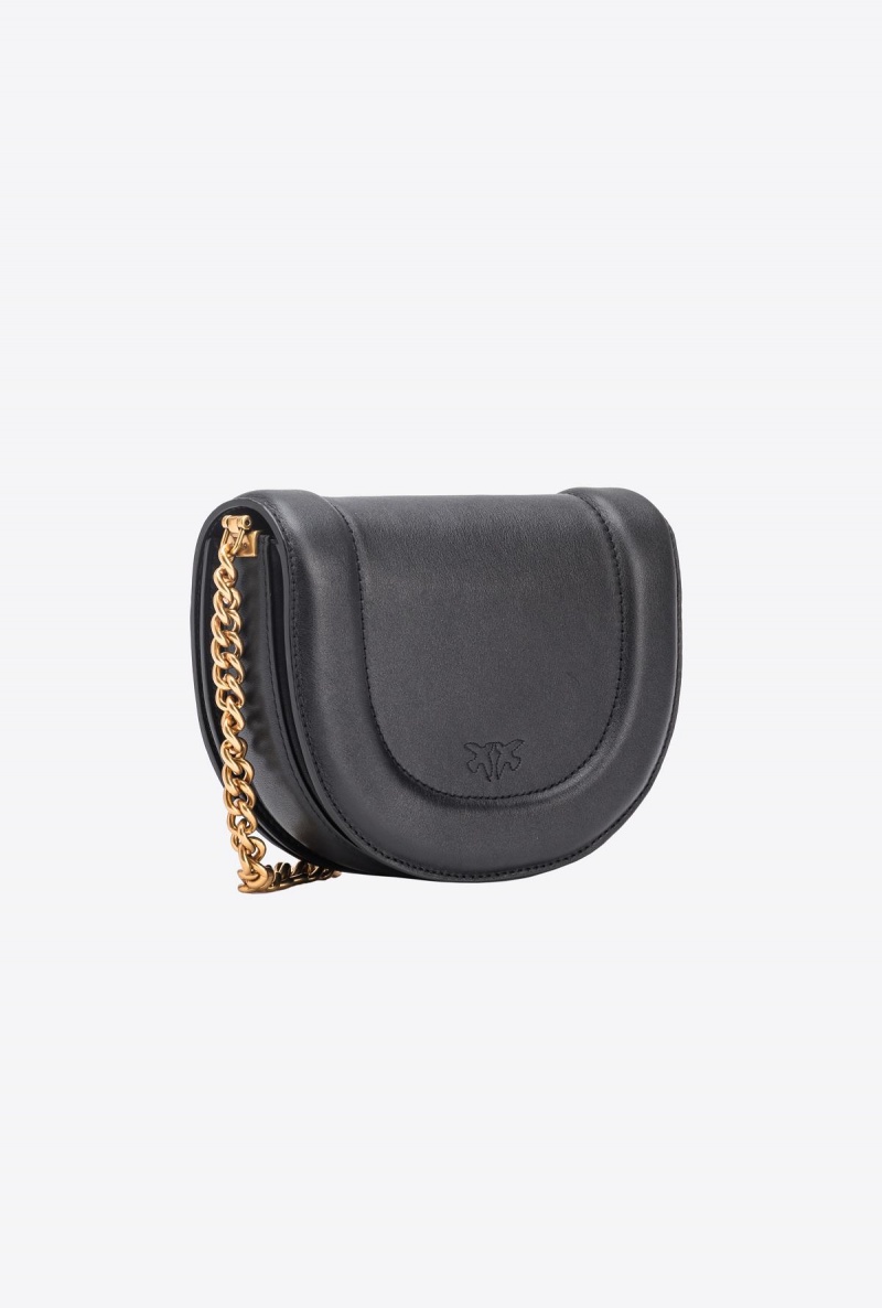BLACK-ANTIQUE GOLD Pinko Mini Love Bag Click Round in leather | BMYSO33338