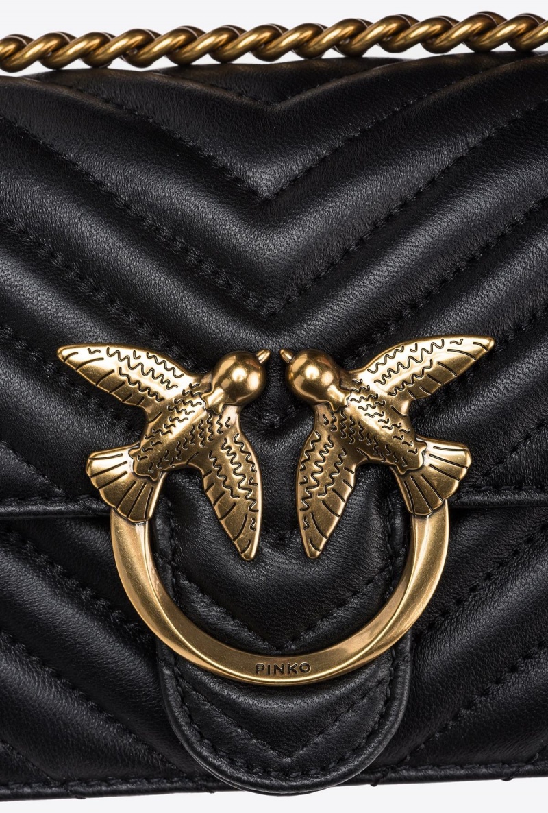 BLACK-ANTIQUE GOLD Pinko Mini Love Bag One Simply | MYJZR79069
