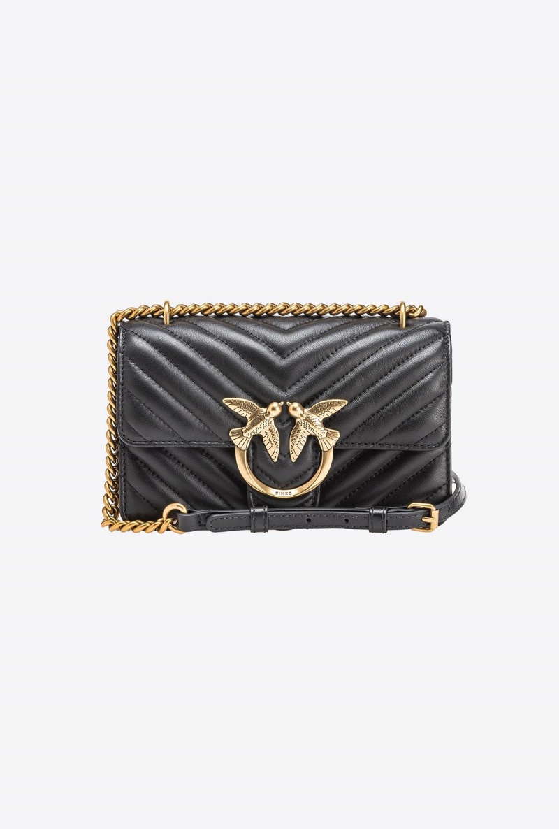 BLACK-ANTIQUE GOLD Pinko Mini Love Bag One Simply | MYJZR79069