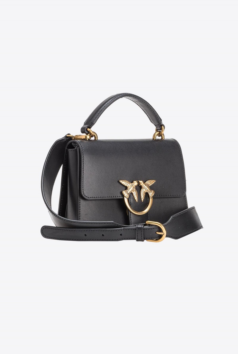 BLACK-ANTIQUE GOLD Pinko Mini Love Bag One Top Handle Light Simply | MYICD29143