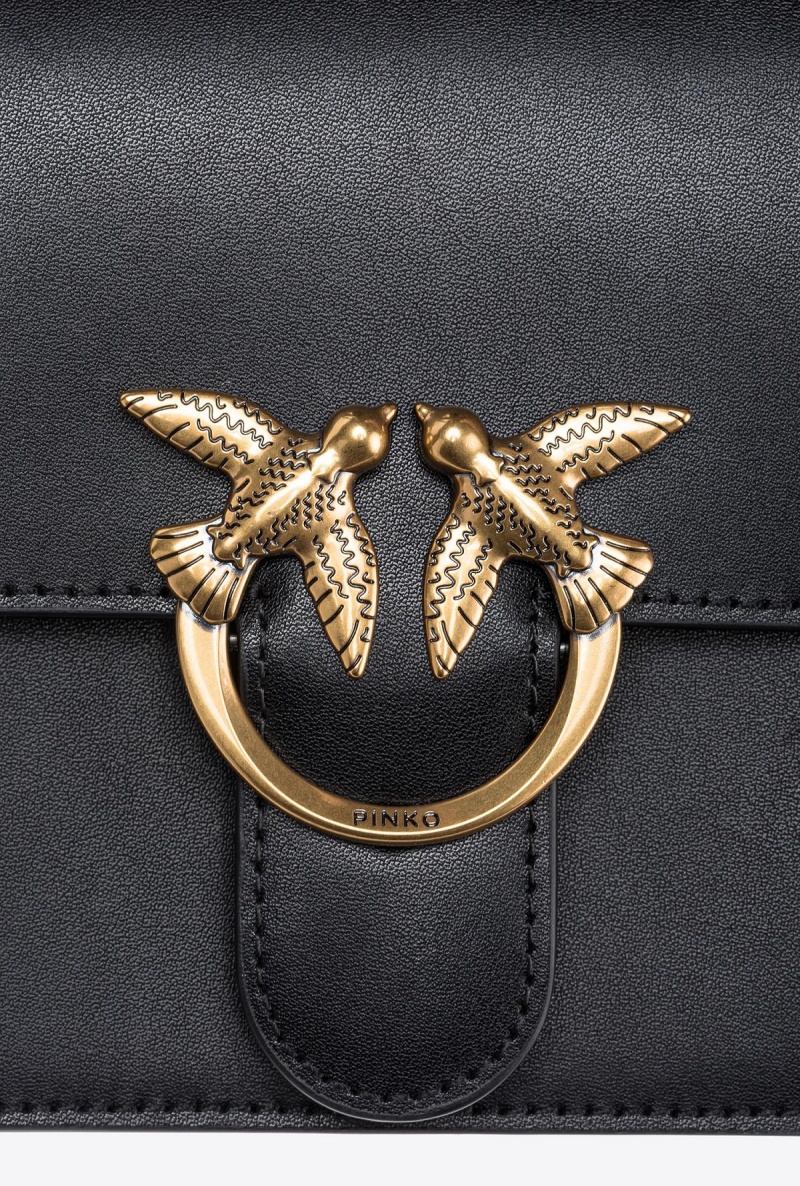 BLACK-ANTIQUE GOLD Pinko Mini Love Bag One Top Handle Light Simply | MYICD29143