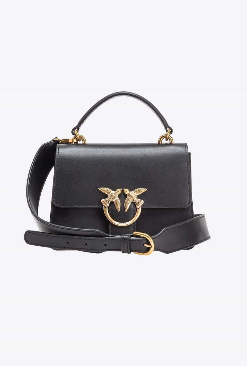 BLACK-ANTIQUE GOLD Pinko Mini Love Bag One Top Handle Light Simply | MYICD29143