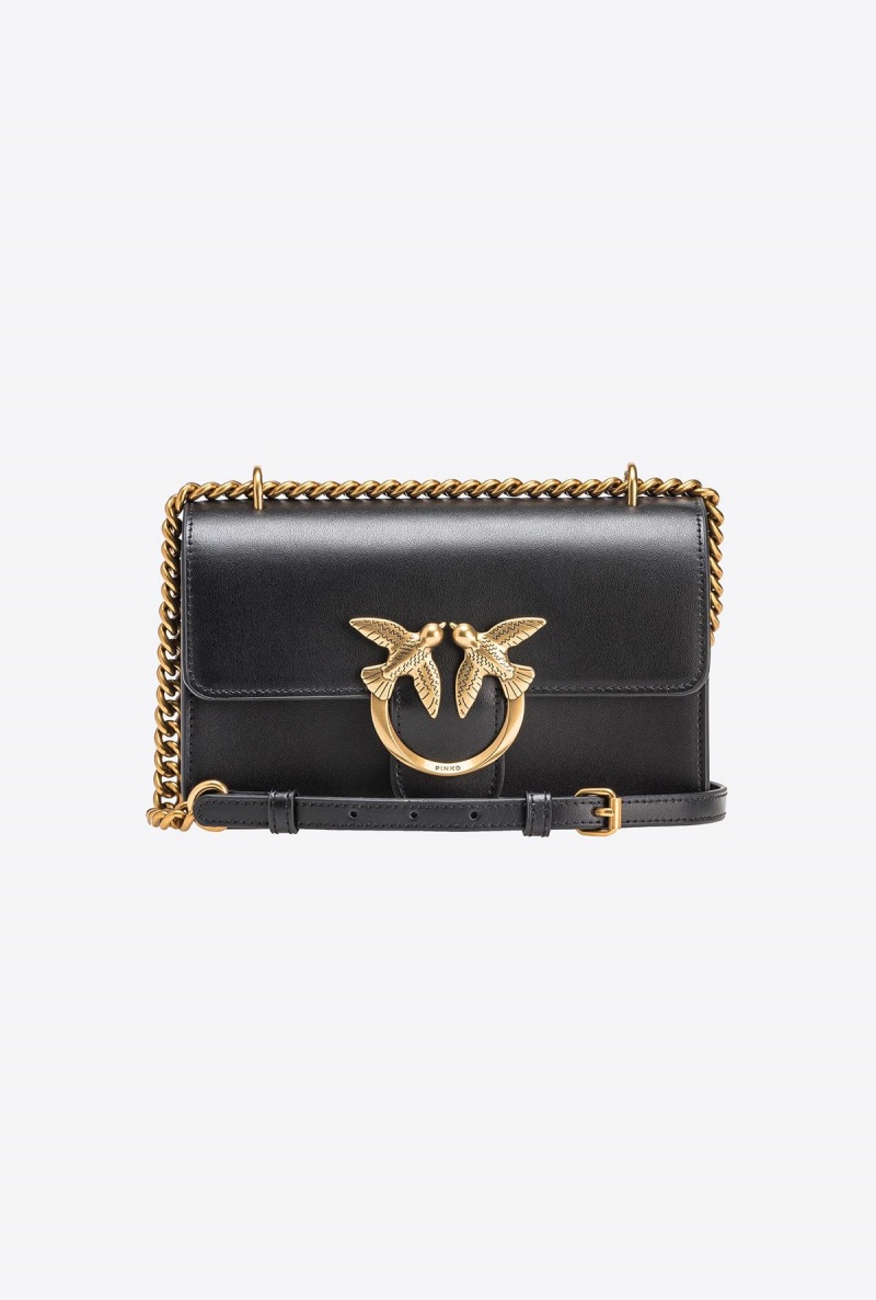 BLACK-ANTIQUE GOLD Pinko Mini Love Bag One Simply | TMYWZ57978