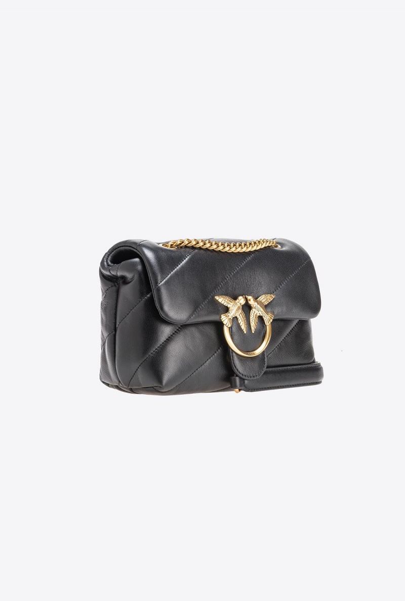 BLACK-ANTIQUE GOLD Pinko Mini Love Bag Puff Maxi Quilt | GMYEC20069