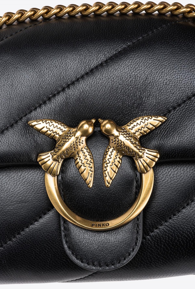 BLACK-ANTIQUE GOLD Pinko Mini Love Bag Puff Maxi Quilt | GMYEC20069