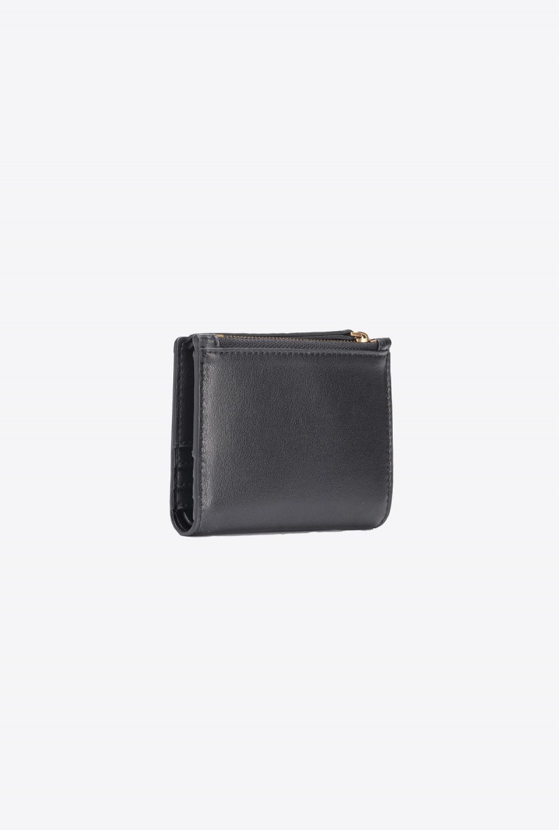 BLACK-ANTIQUE GOLD Pinko Mini leather wallet | SMYVO52000