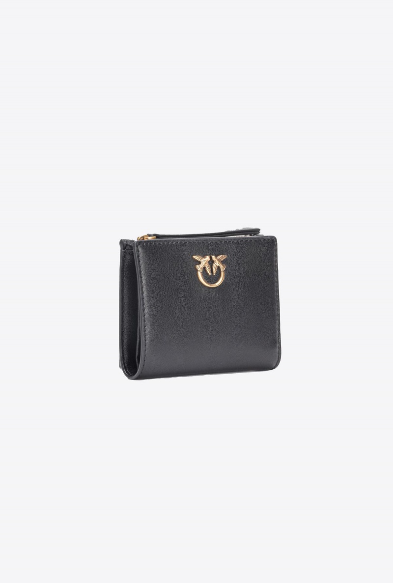 BLACK-ANTIQUE GOLD Pinko Mini leather wallet | SMYVO52000