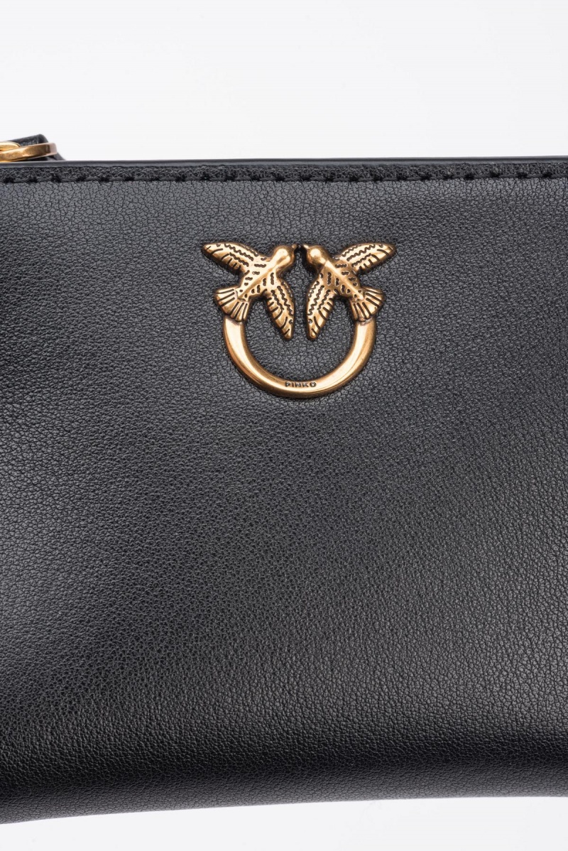 BLACK-ANTIQUE GOLD Pinko Mini leather wallet | SMYVO52000