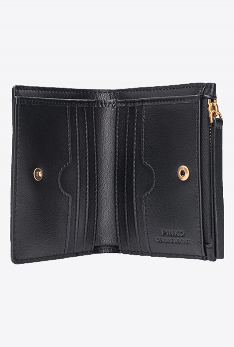 BLACK-ANTIQUE GOLD Pinko Mini leather wallet | SMYVO52000