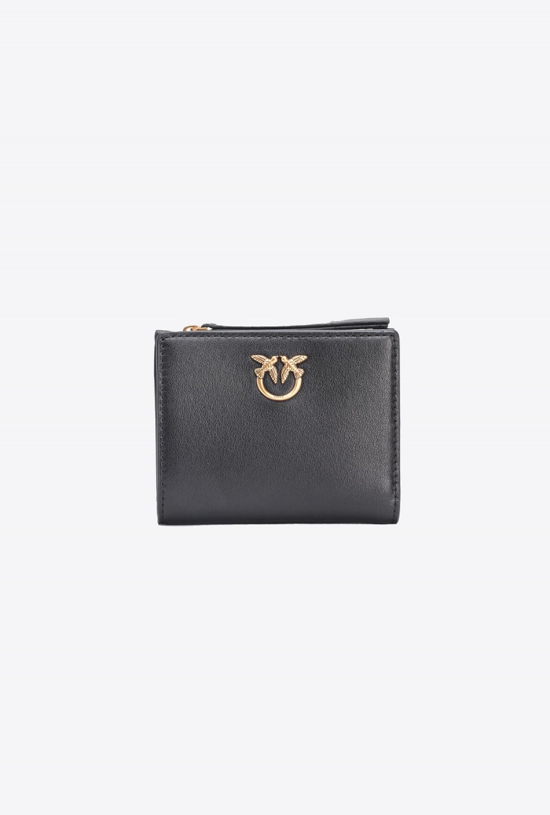 BLACK-ANTIQUE GOLD Pinko Mini leather wallet | SMYVO52000