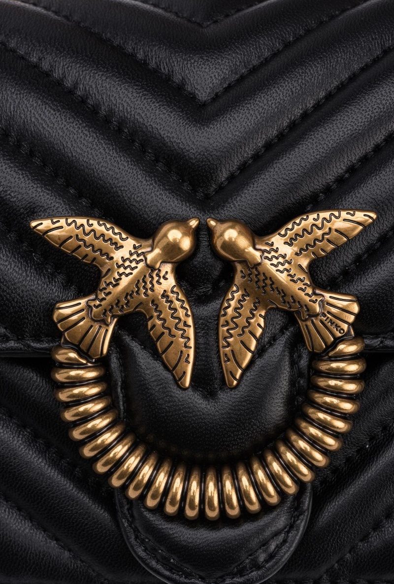 BLACK-ANTIQUE GOLD Pinko Mini Love Bag One Chevron Jewel | GMYEC58529
