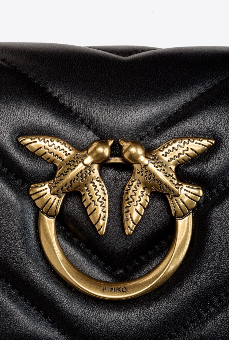BLACK-ANTIQUE GOLD Pinko Mini Love Bag Click Baguette Big Chevron | SMYVO58371