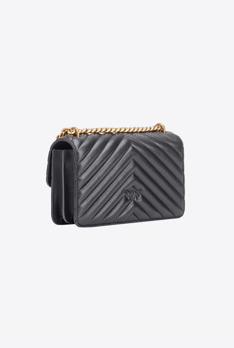 BLACK-ANTIQUE GOLD Pinko Mini Love Bag One Chevron Jewel | BMYSO62731
