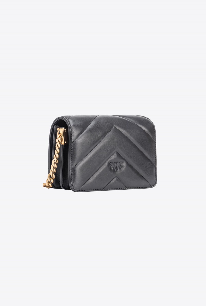 BLACK-ANTIQUE GOLD Pinko Mini Love Bag Click Big Chevron | AMYWC83465