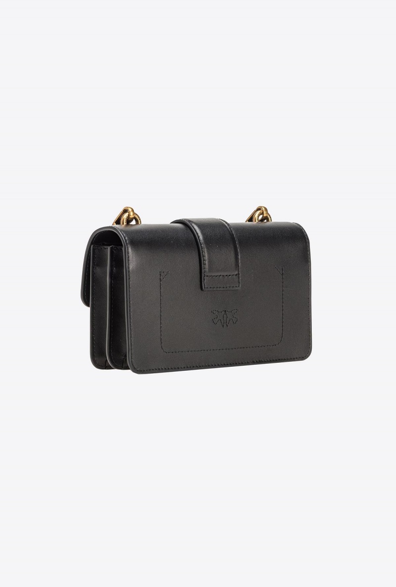 BLACK-ANTIQUE GOLD Pinko Mini Love Bag One Painted Studs | MYJKU18147