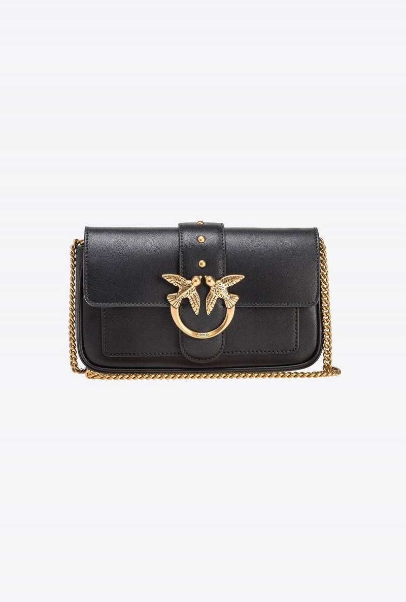 BLACK-ANTIQUE GOLD Pinko Pocket Love Bag One Simply | MYICD15928